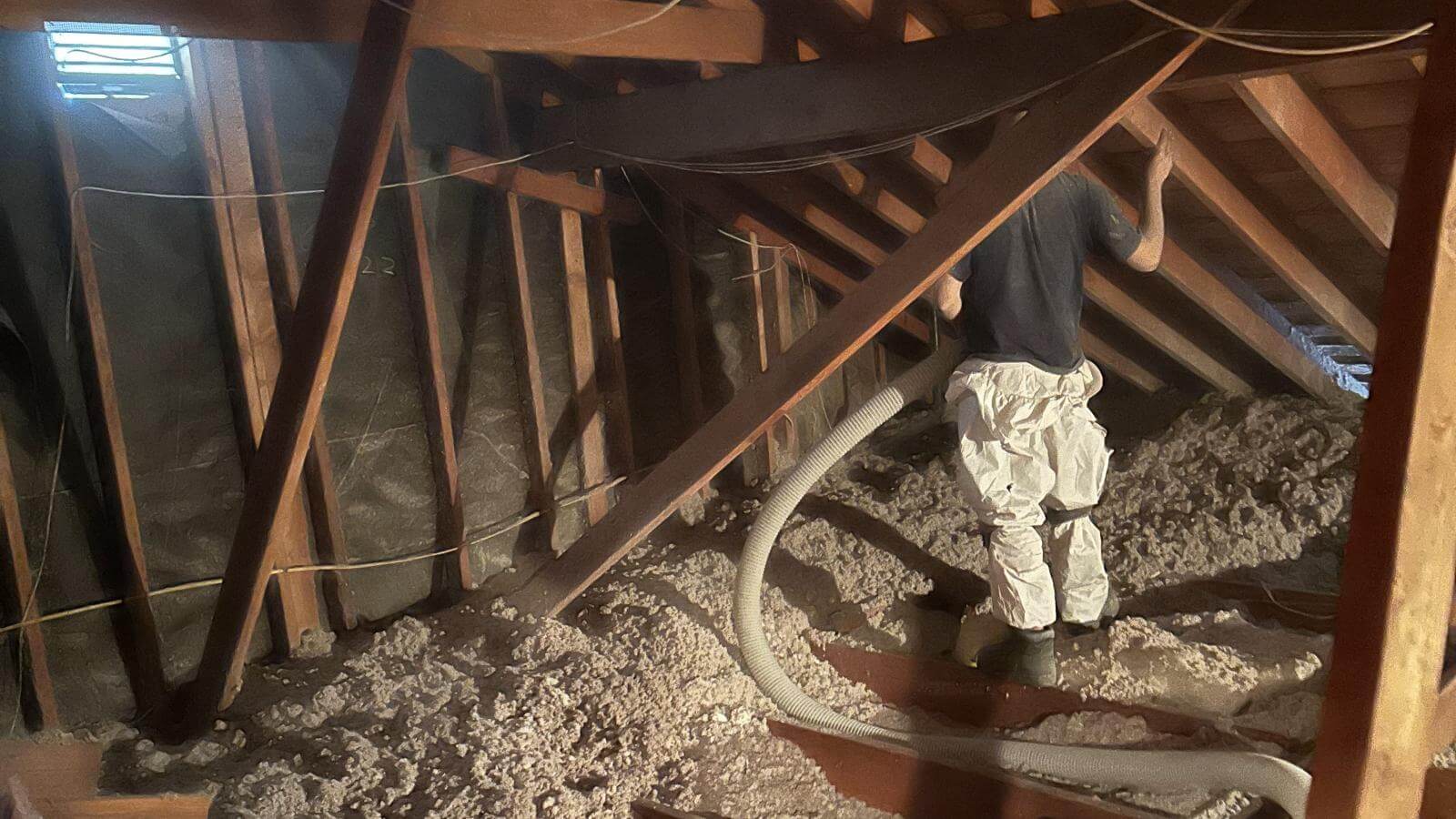 Attic after blown-in insulation upgrade to R-38