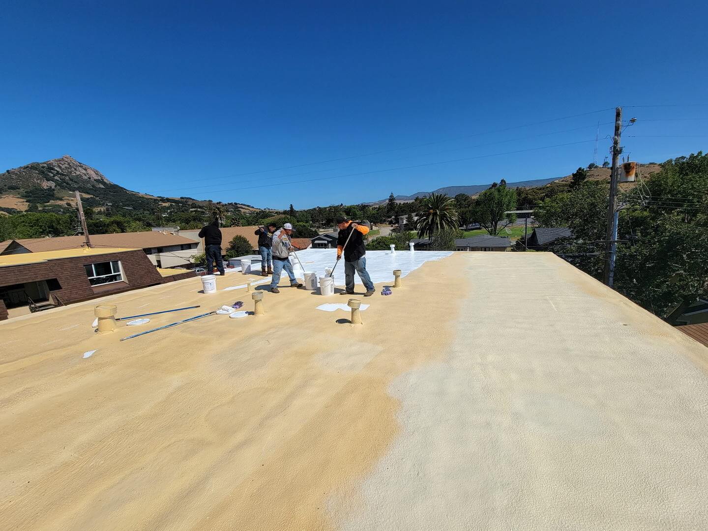 Spray-applied polyurea coating on a commercial floor