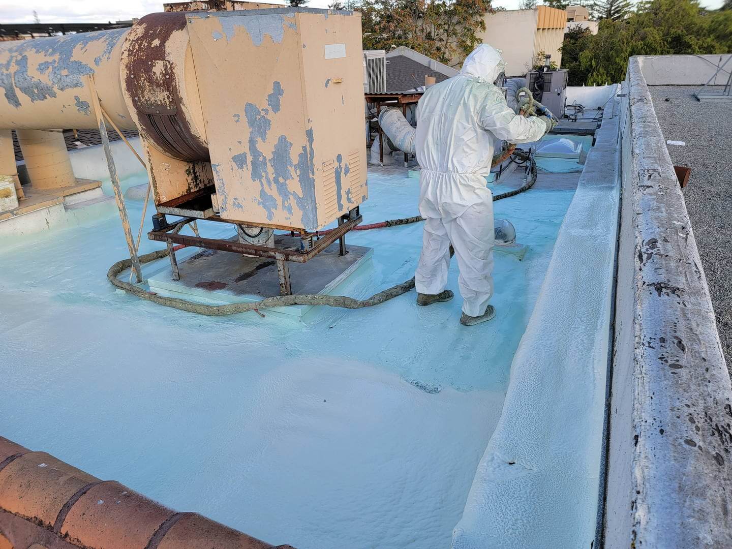 Polyurea lining inside a containment area