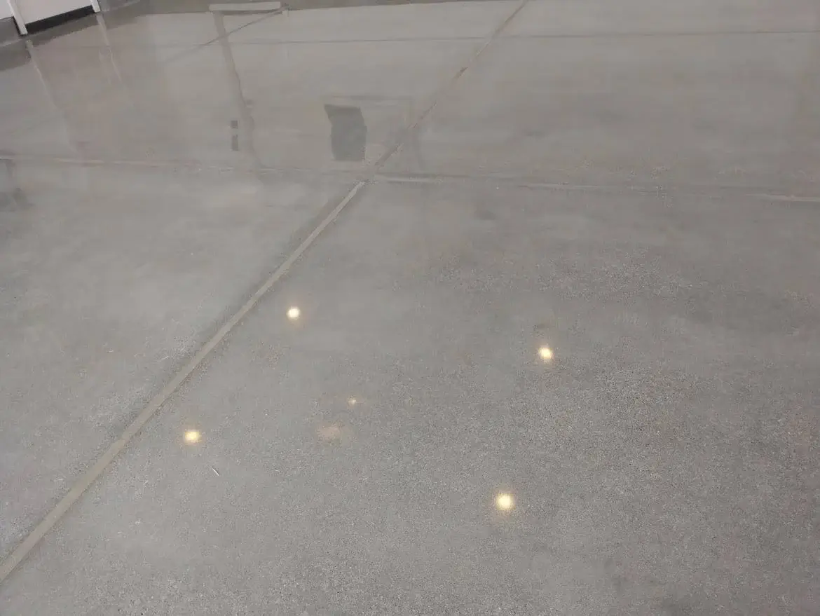High-gloss polished concrete floor in a Bay Area commercial space