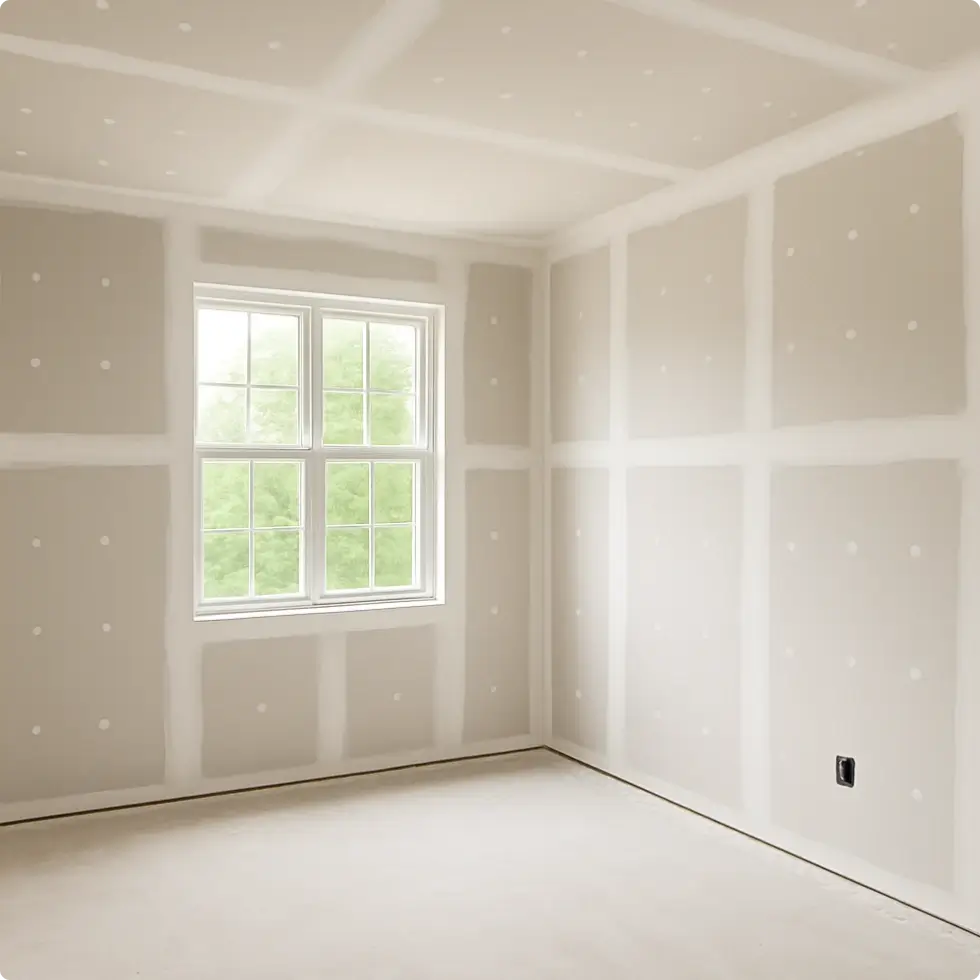 Drywall hung over new spray foam insulation