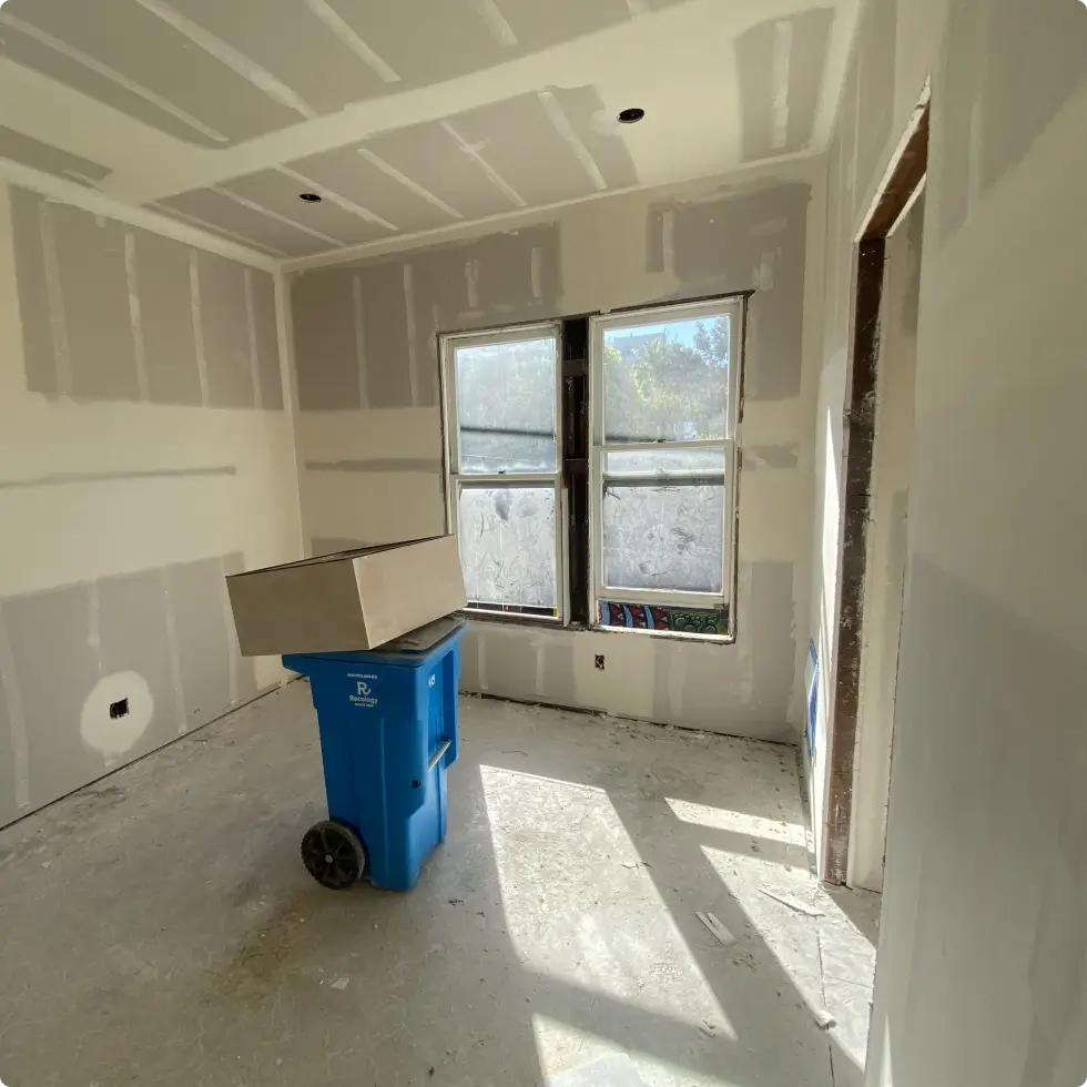 Drywall repair patch blended into existing wall